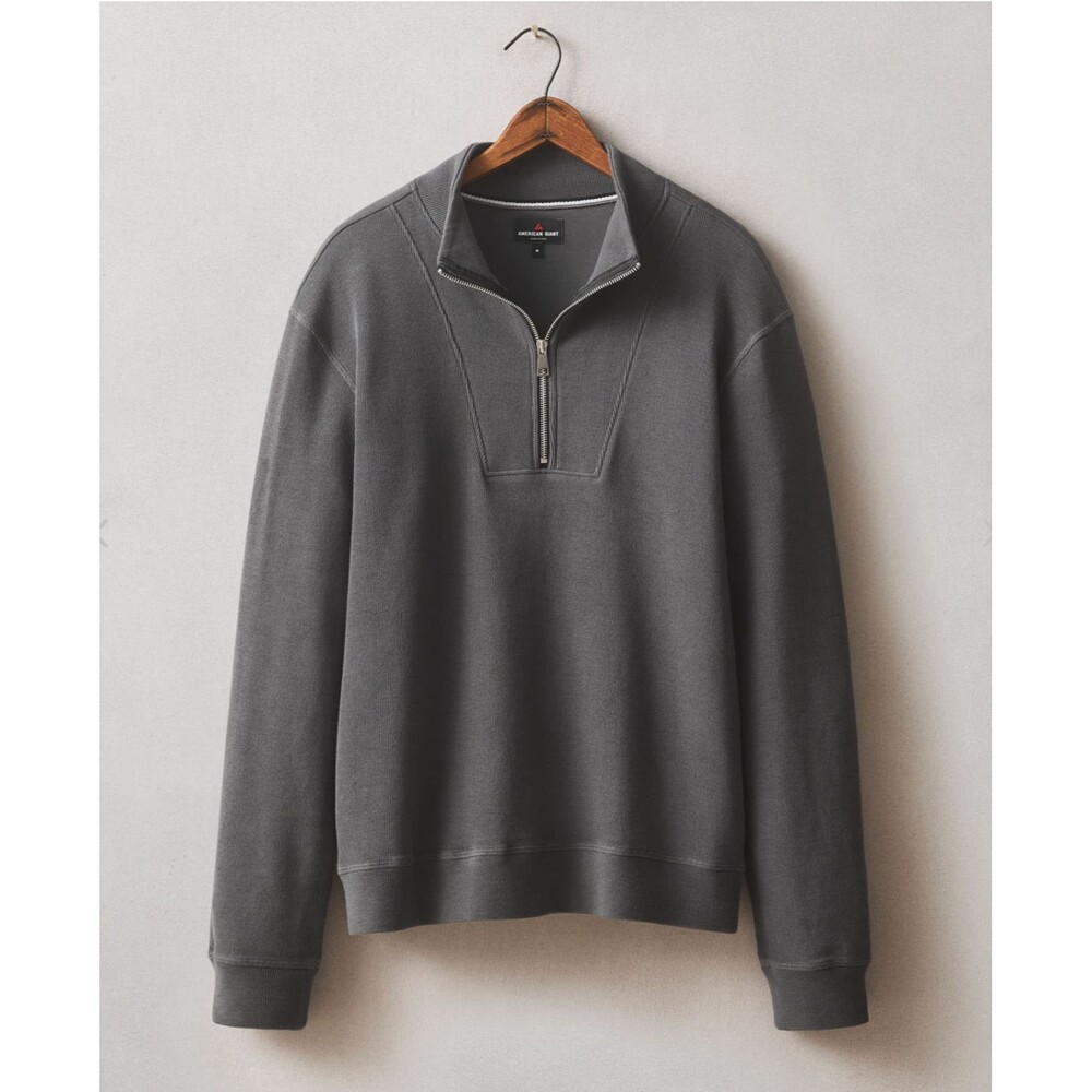 American Giant Sweatshirt Mens Large Gray Charcoal French Rib 1/2 Half Zip NEW